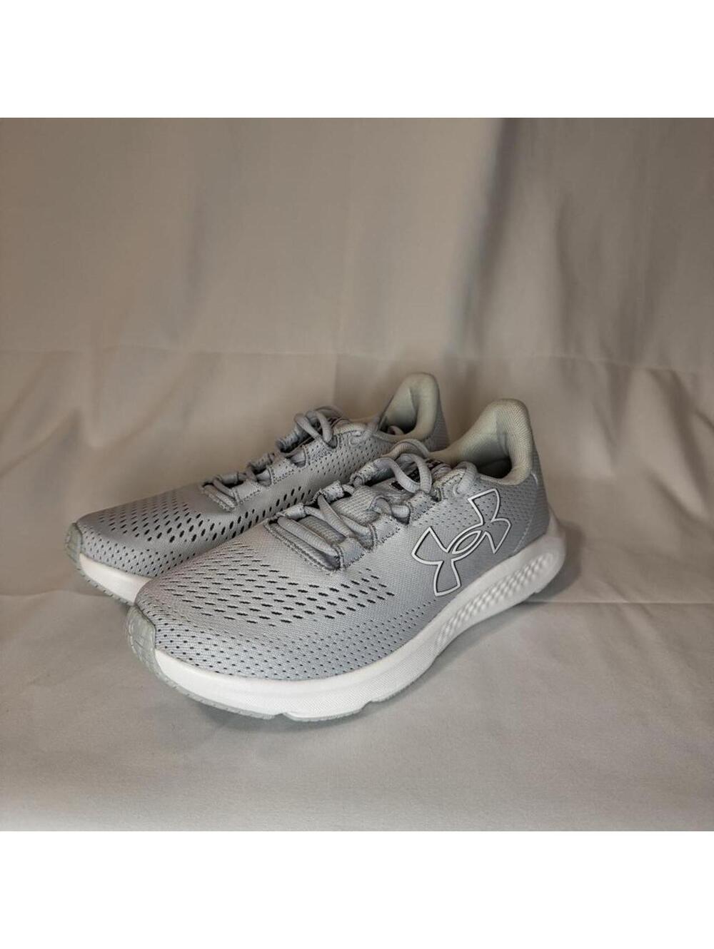 Under Armour UA charged pursuit 3. gray running sneakers with perforated mesh